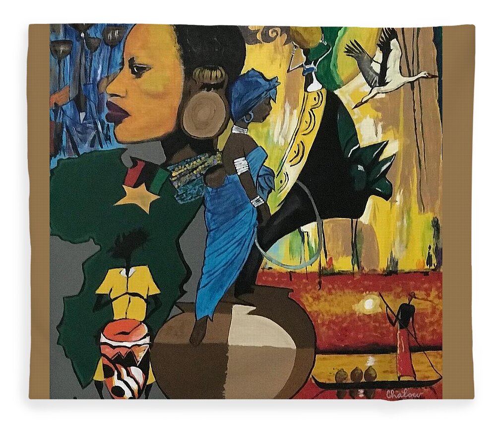 Black Art Fleece Blanket featuring the painting On the Mind by Charles Young