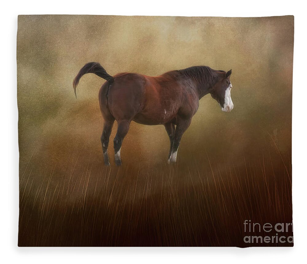 Horse Fleece Blanket featuring the photograph On the Range by Joan Bertucci