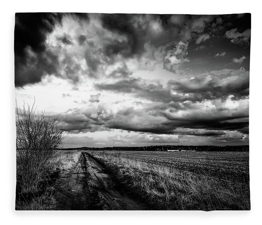 Road Fleece Blanket featuring the photograph On The Road Again LRBW by Michael Damiani