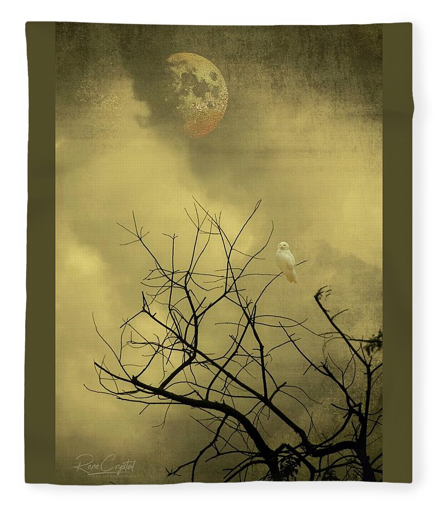 Moon Fleece Blanket featuring the photograph One Golden Night by Rene Crystal