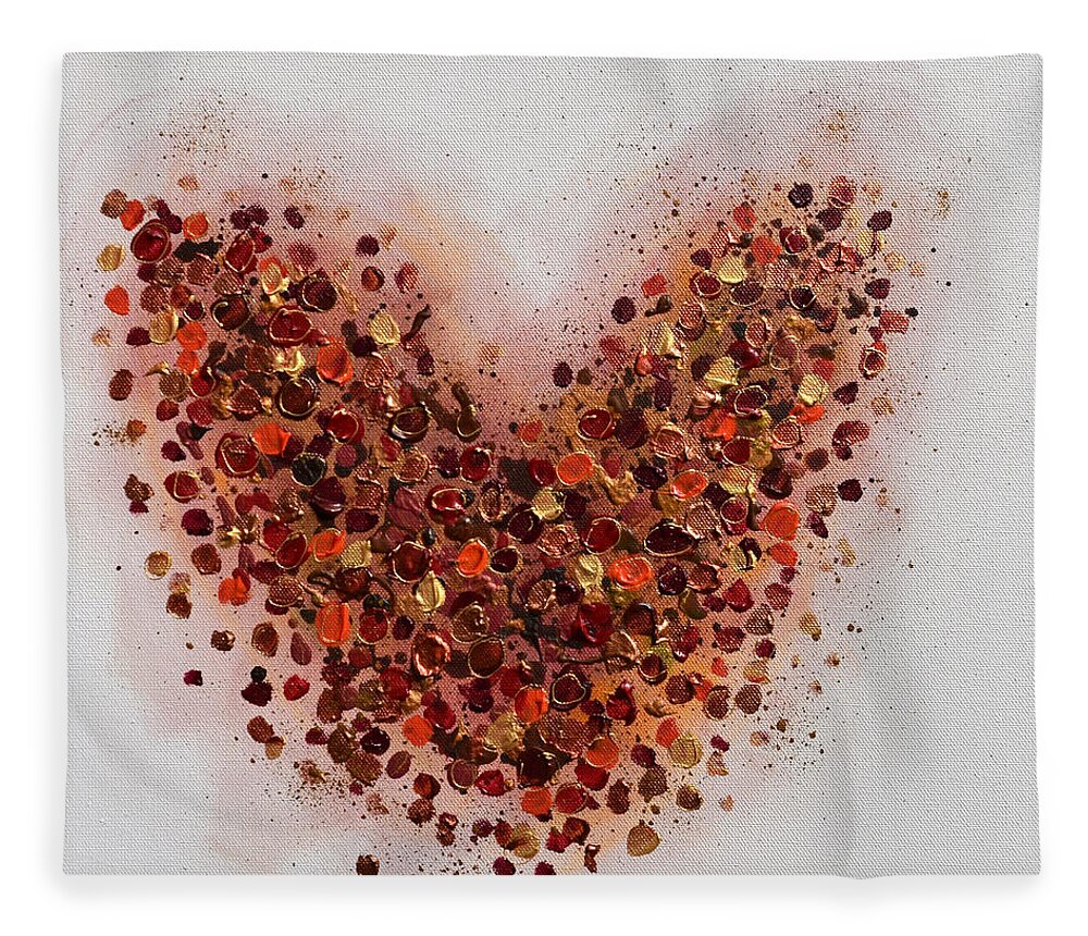 Heart Fleece Blanket featuring the painting One Heart by Amanda Dagg