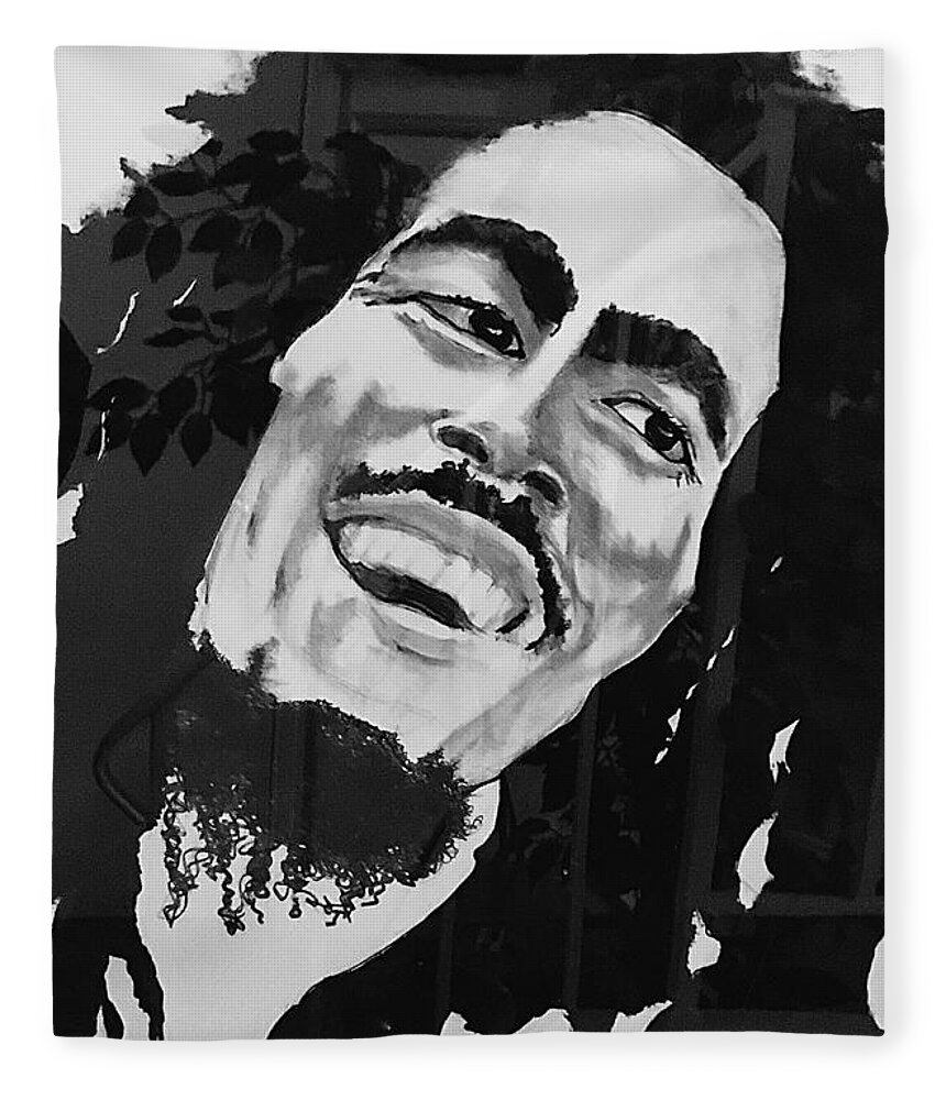  Fleece Blanket featuring the drawing One Love by Angie ONeal
