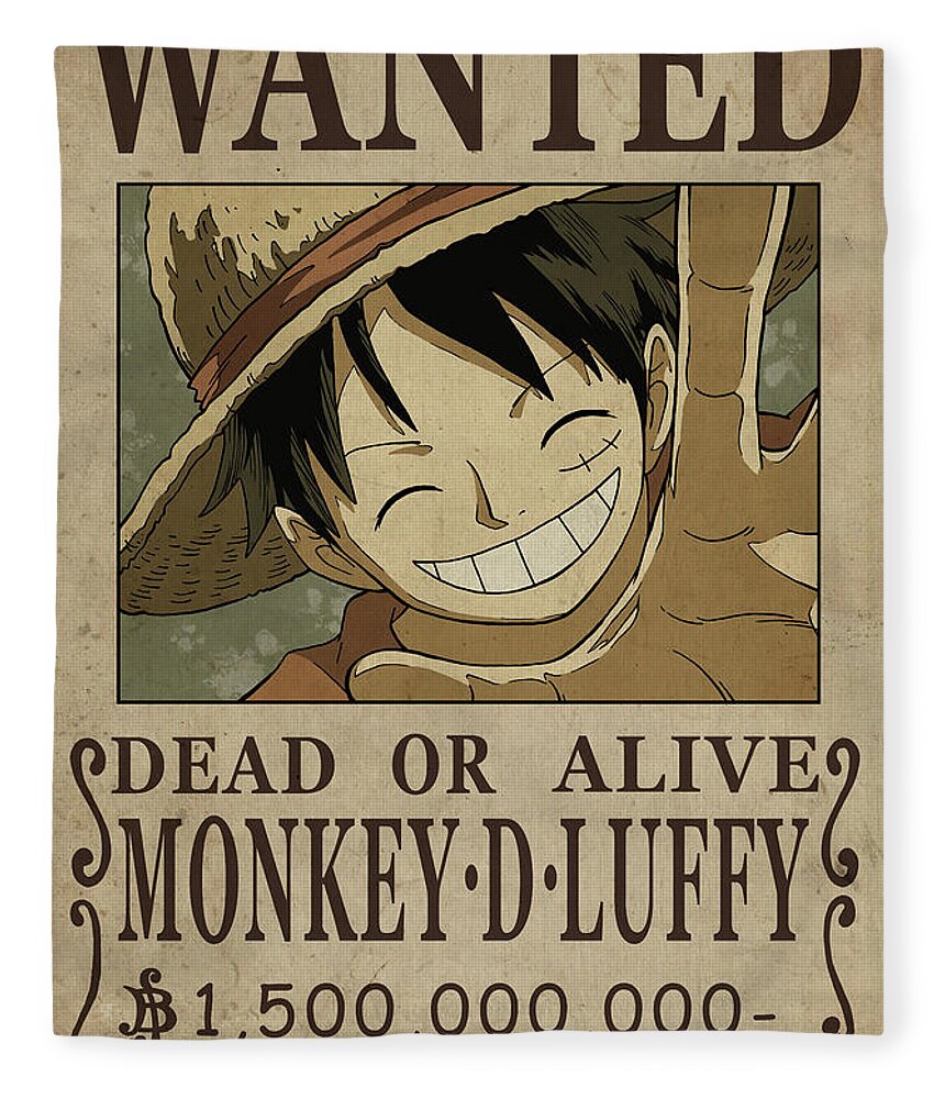 One Piece Wanted Poster - LUFFY Fleece Blanket by Niklas Andersen - Pixels  Merch