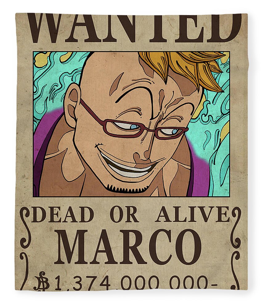 One Piece Wanted Poster - MARCO Fleece Blanket by Niklas Andersen - Pixels