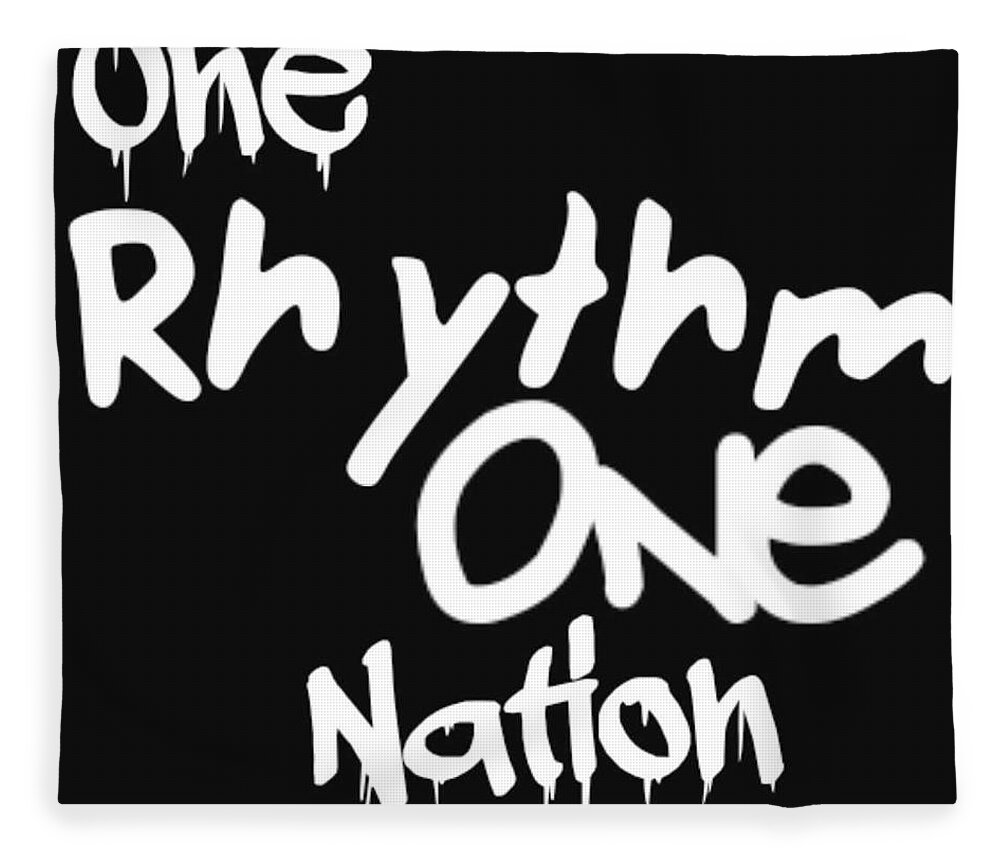 Black Background Fleece Blanket featuring the digital art One Rhythm One Nation Graffiti by Tony Camm