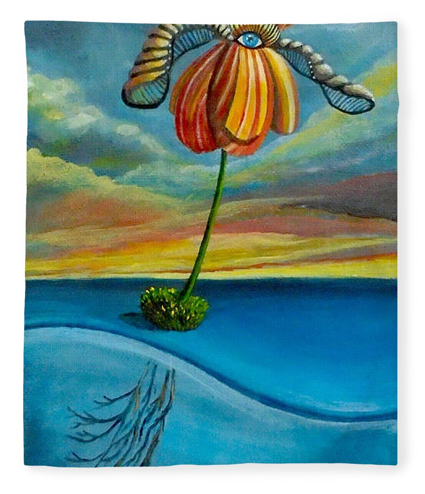 Flower Fleece Blanket featuring the painting Onwards by Mindy Huntress