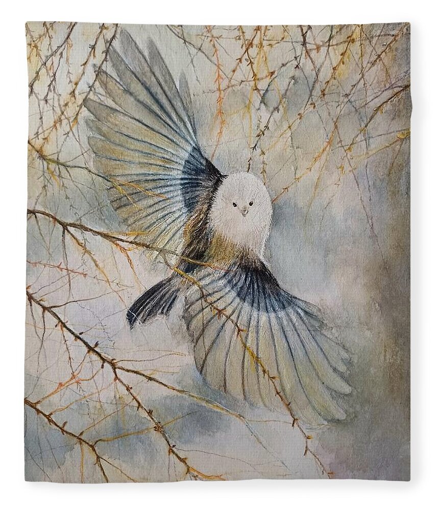 Watercolors Fleece Blanket featuring the painting Open wings by Carolina Prieto Moreno