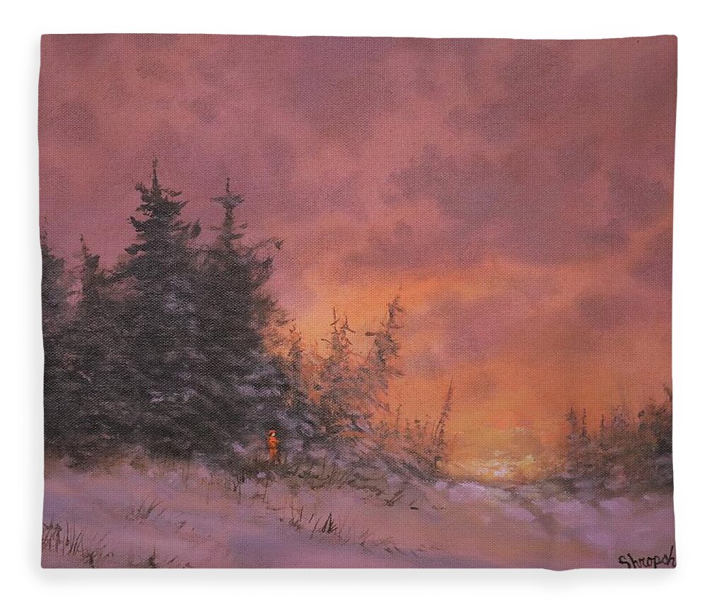 Sunrise Fleece Blanket featuring the painting Opening Day by Tom Shropshire