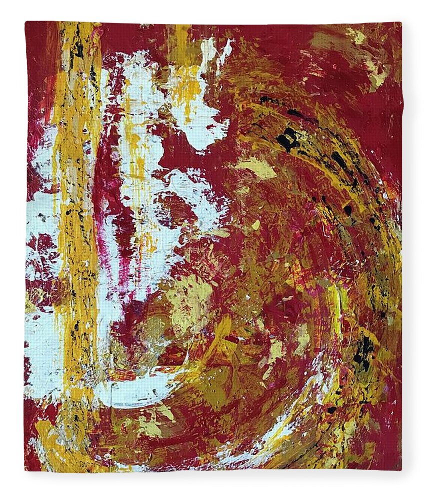 Red Fleece Blanket featuring the painting Opening by Medge Jaspan