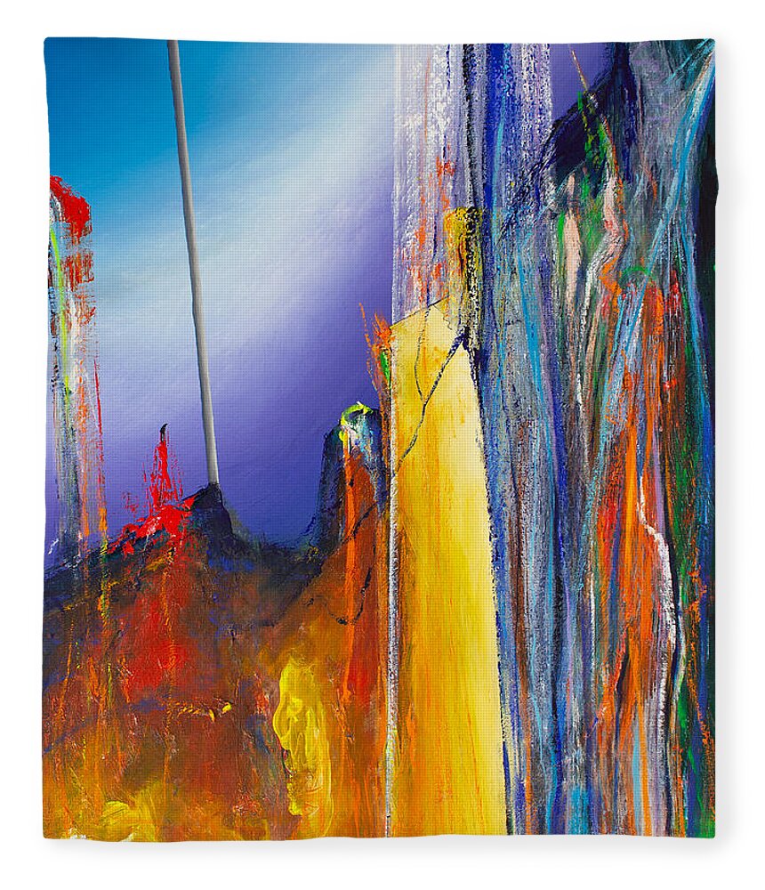 Derek Kaplan Fleece Blanket featuring the painting Opt.2.21 'See you In My Dreams' by Derek Kaplan