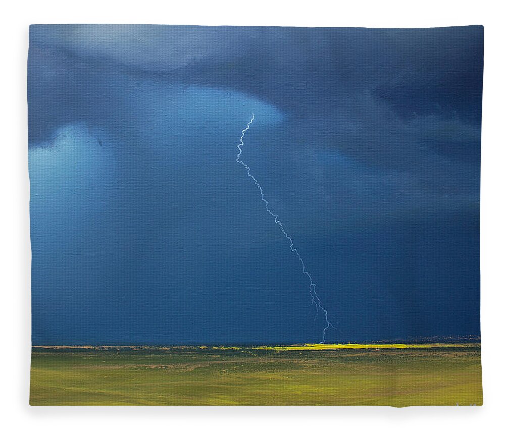 Derek Kaplan Fleece Blanket featuring the painting Opt.3.21 'Storm' by Derek Kaplan
