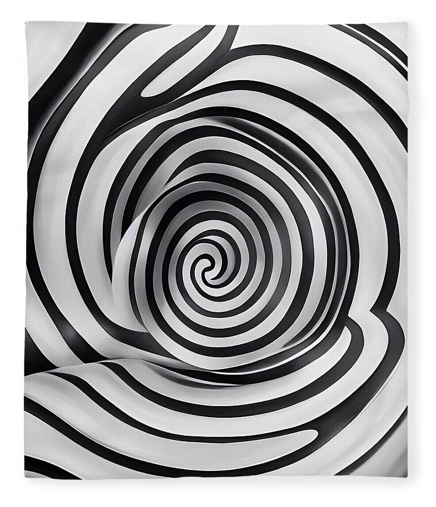 Bw Fleece Blanket featuring the digital art Optical Illusion I by Bonnie Bruno