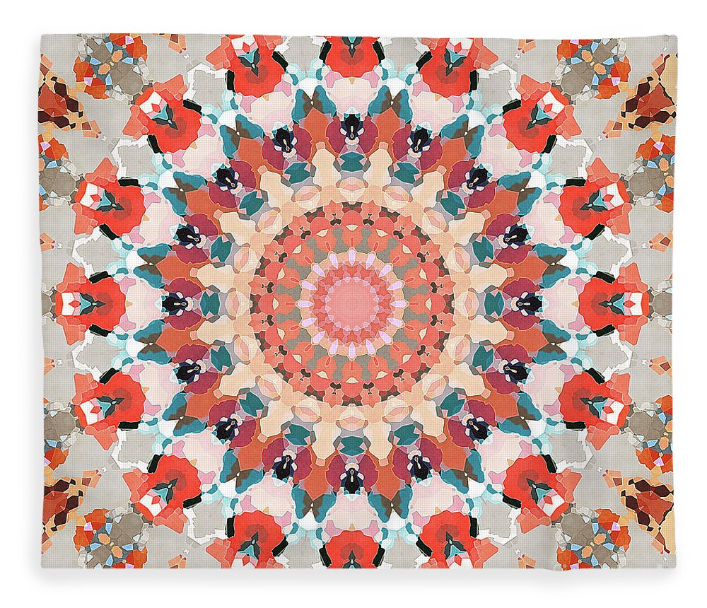 Concentric Digital Artwork Features Several Symmetrical Circles In Hues Of Orange Fleece Blanket featuring the digital art Orange Circles by Phil Perkins