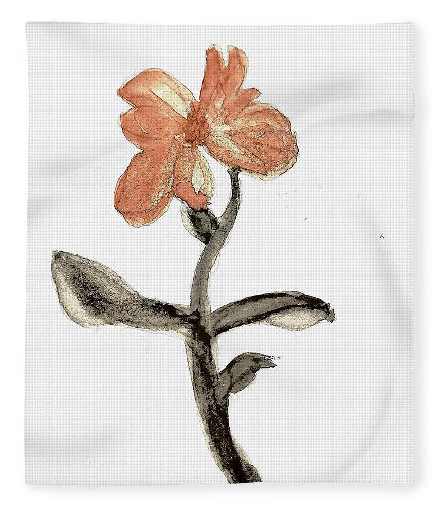 Arms Wide Open To Receive Fleece Blanket featuring the painting Orange Flower by Margaret Welsh Willowsilk