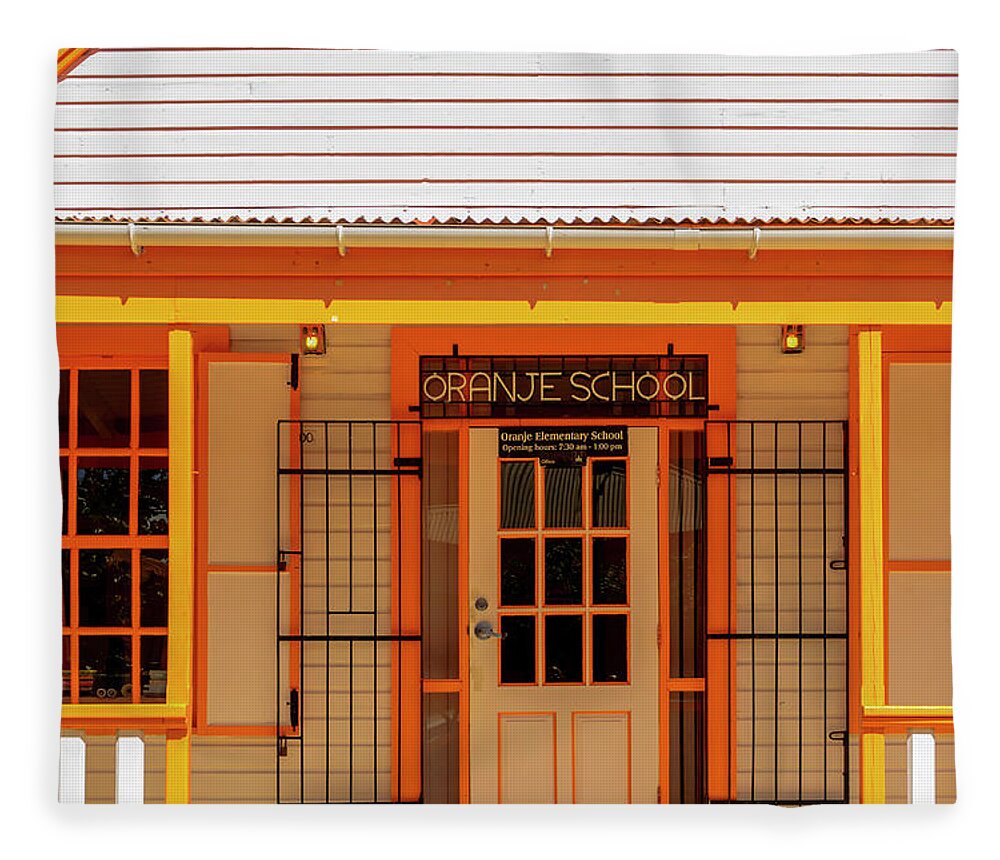 Color Fleece Blanket featuring the photograph Oranje School by AE Jones