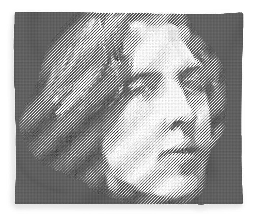 Oscar Fleece Blanket featuring the digital art Oscar Wilde close-up portrait by Cu Biz