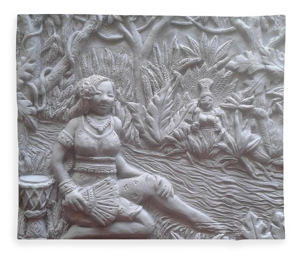 African River Goddess African Goddess Fleece Blanket featuring the relief Oshun,West African river Goddess by James RODERICK