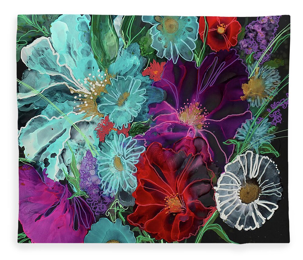  Fleece Blanket featuring the painting Out of the Dark by Julie Tibus