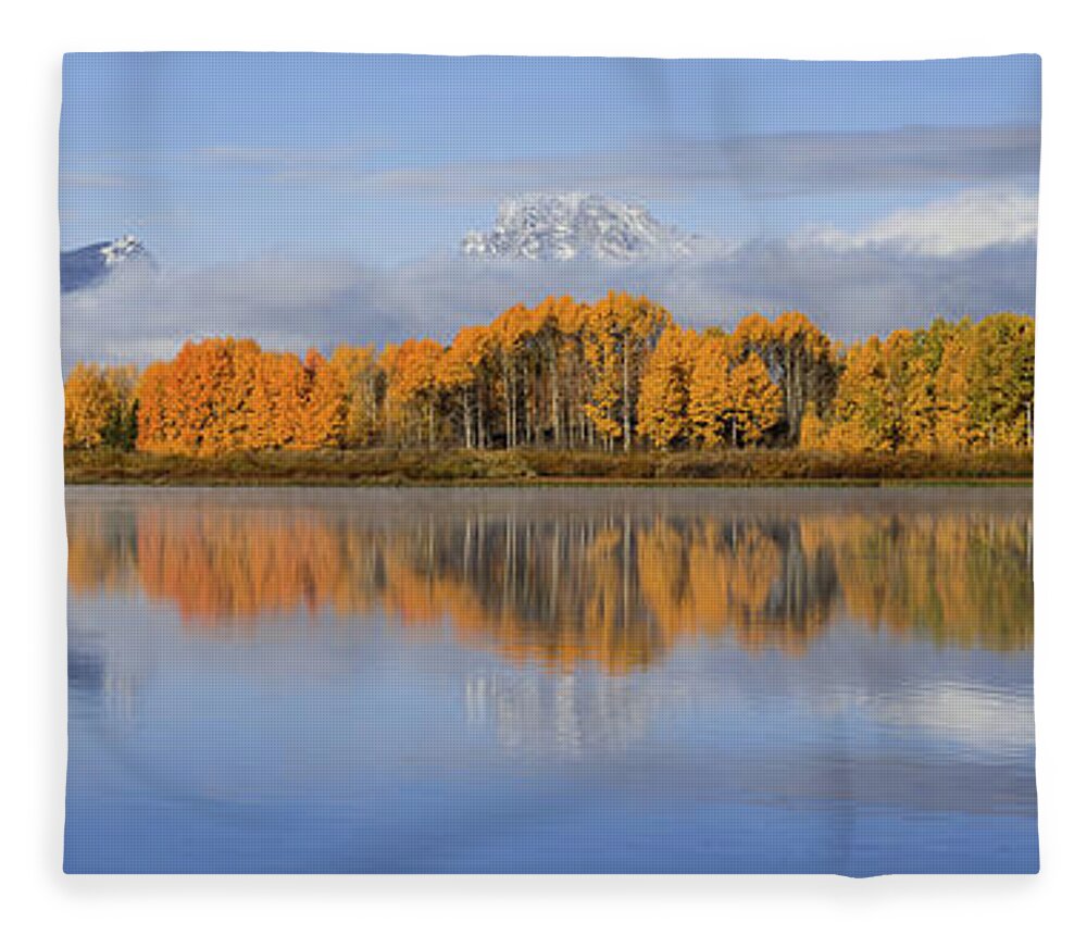 Oxbow Bend Fleece Blanket featuring the photograph Oxbow Bend Pano by Wesley Aston