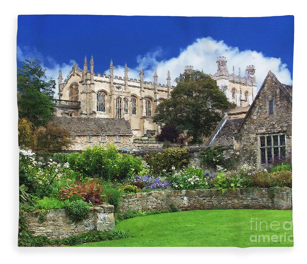 Oxford University Fleece Blanket featuring the photograph Oxford University Christ Church Memorial Garden by Brian Watt