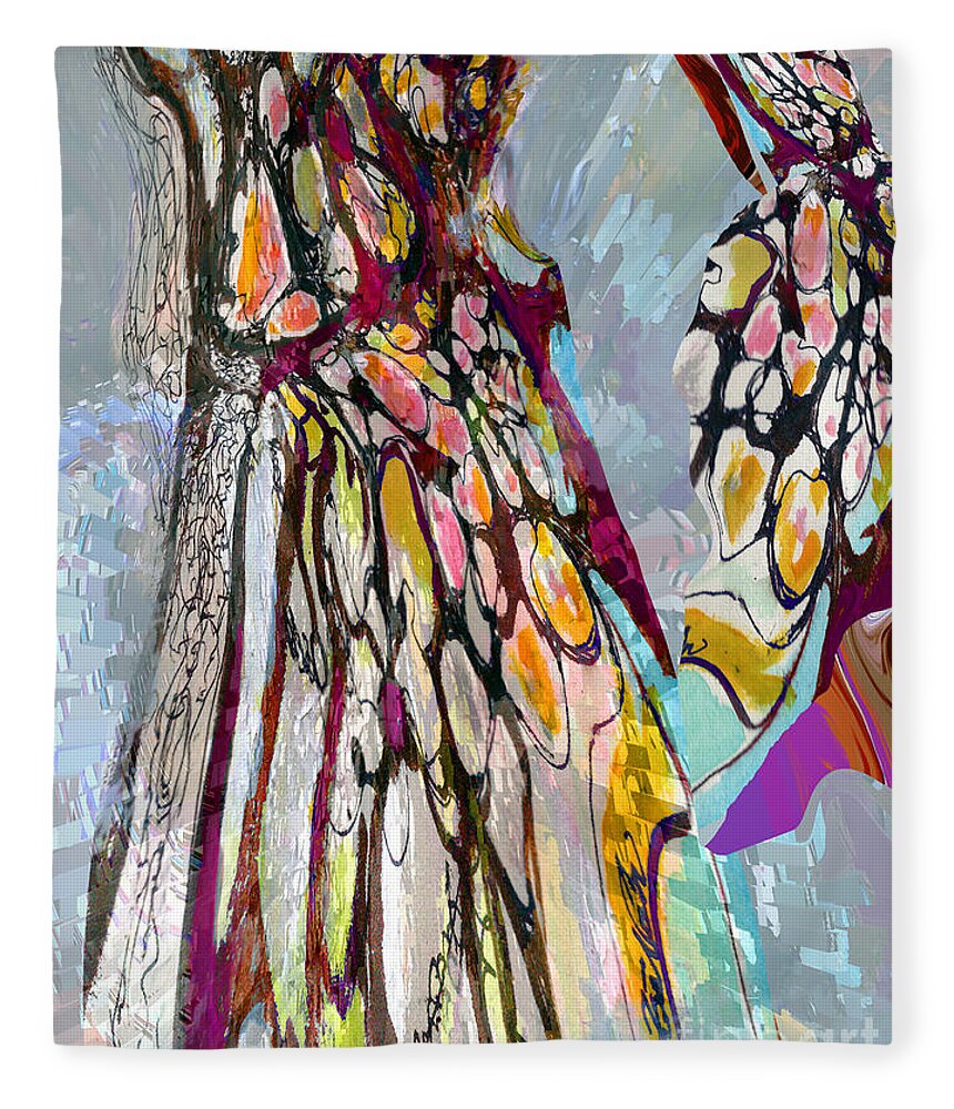 Tree Fleece Blanket featuring the mixed media oy of Spring in the Mother Tree by Zsanan Studio