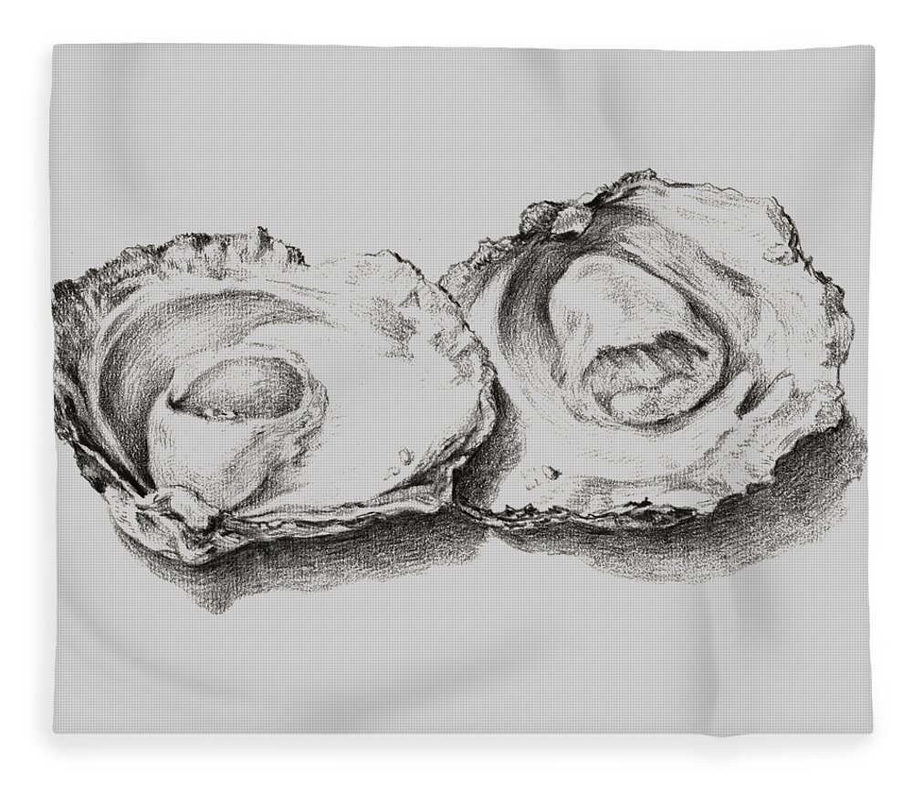 Animal Fleece Blanket featuring the painting Oysters White by Tony Rubino