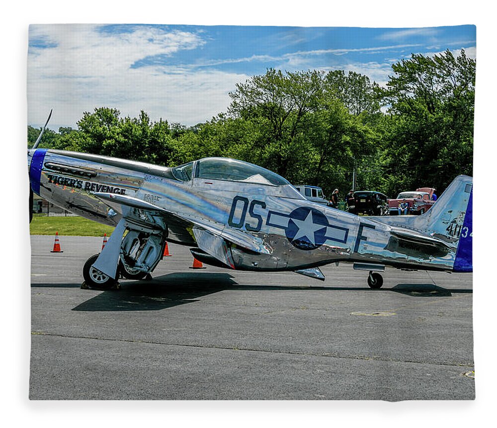Plane Fleece Blanket featuring the photograph P-51 Mustang Tigers Revenge by Anthony Sacco