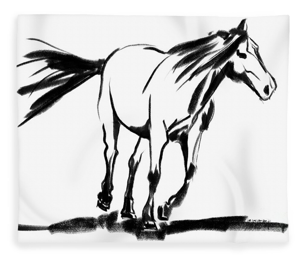 Horse Fleece Blanket featuring the painting Horse Suki by Go Van Kampen