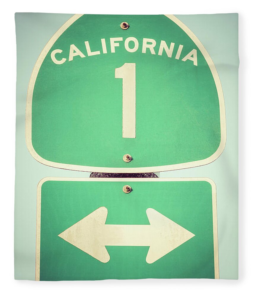 #faatoppicks Fleece Blanket featuring the photograph Pacific Coast Highway Sign California State Route 1 by Paul Velgos