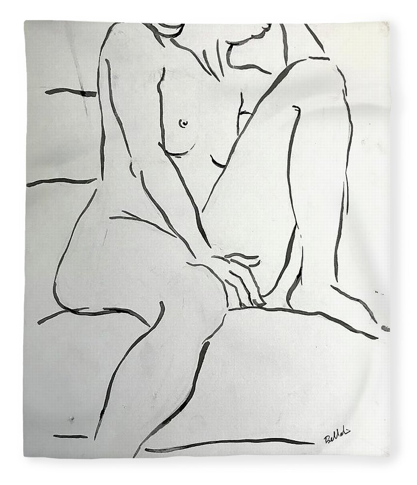 Life Drawing Fleece Blanket featuring the drawing Page girl by M Bellavia