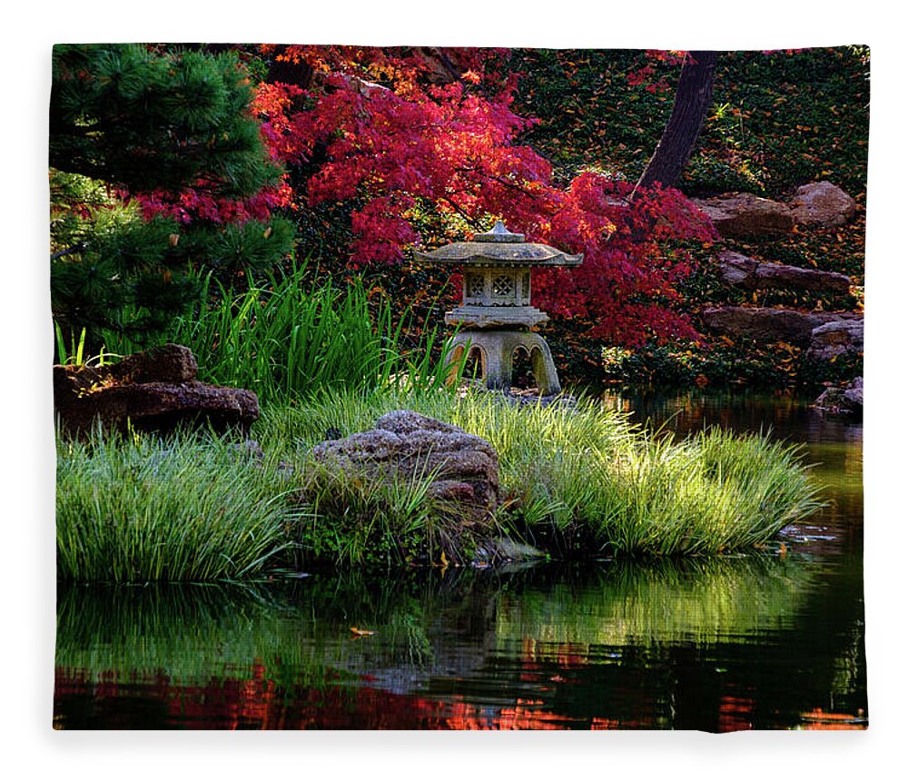 Pagoda Fleece Blanket featuring the photograph Pagoda Pond by Johnny Boyd