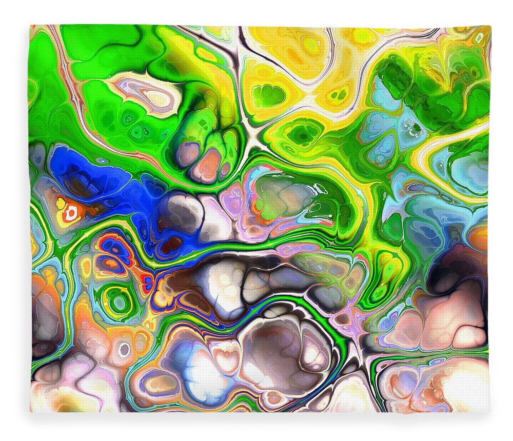 Colorful Fleece Blanket featuring the digital art Paijo - Funky Artistic Colorful Abstract Marble Fluid Digital Art by Sambel Pedes