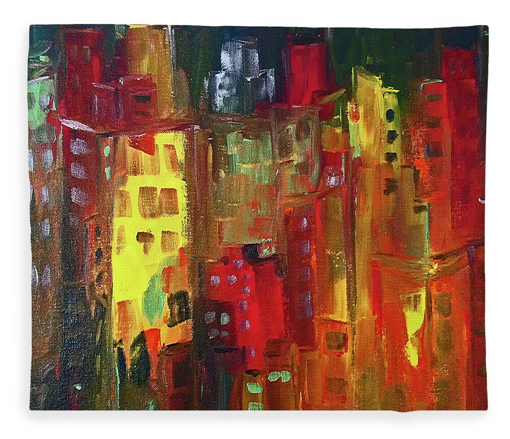 City Fleece Blanket featuring the painting Paint it Red by Roxy Rich