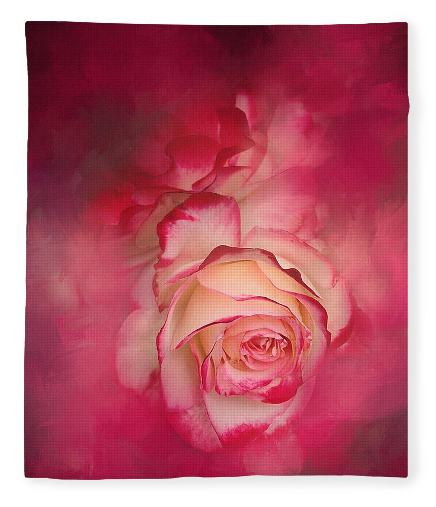 Floral Fleece Blanket featuring the photograph Painted Flamenco Rose by Theresa Tahara
