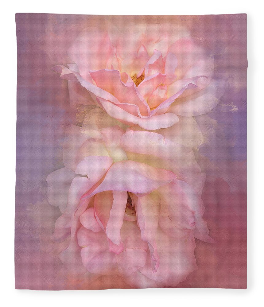 Floral Fleece Blanket featuring the photograph Painted Pink Rose Dream by Theresa Tahara