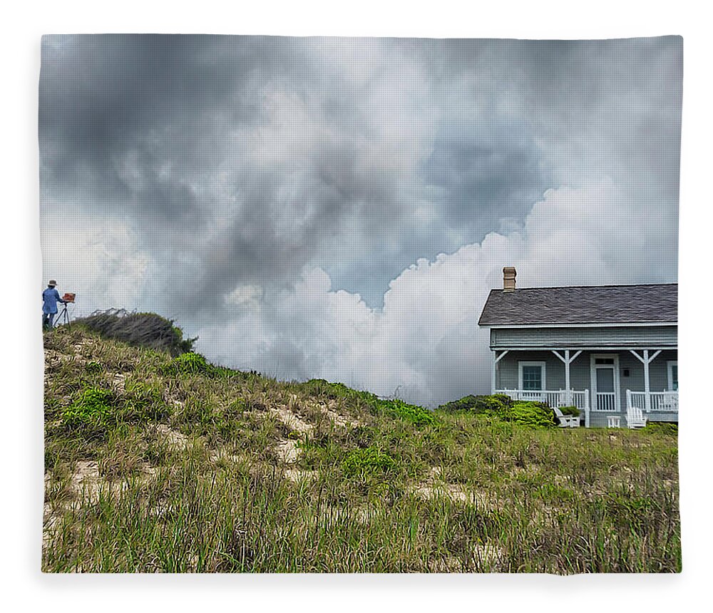 Art Fleece Blanket featuring the photograph Painter on the Hill by WAZgriffin Digital