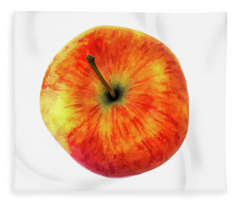 Apple Fleece Blanket featuring the photograph Painterly Apple On White by Gary Slawsky