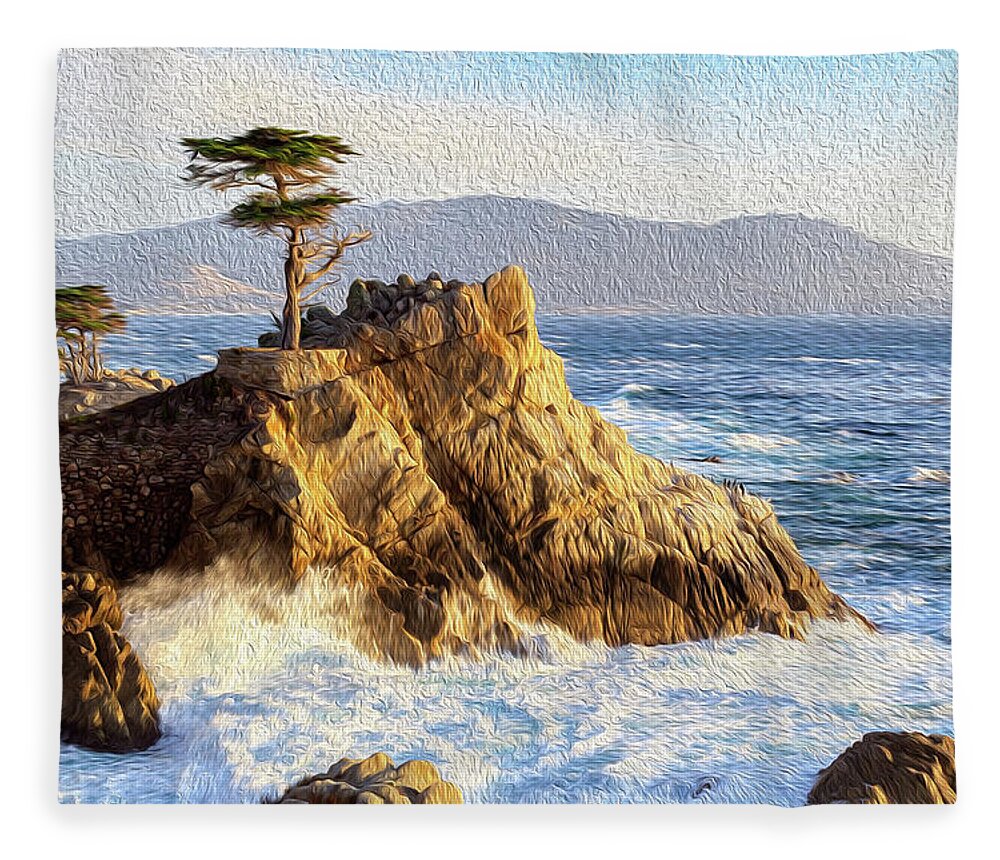 Ngc Fleece Blanket featuring the photograph Painting of the Lone Cypress by Robert Carter