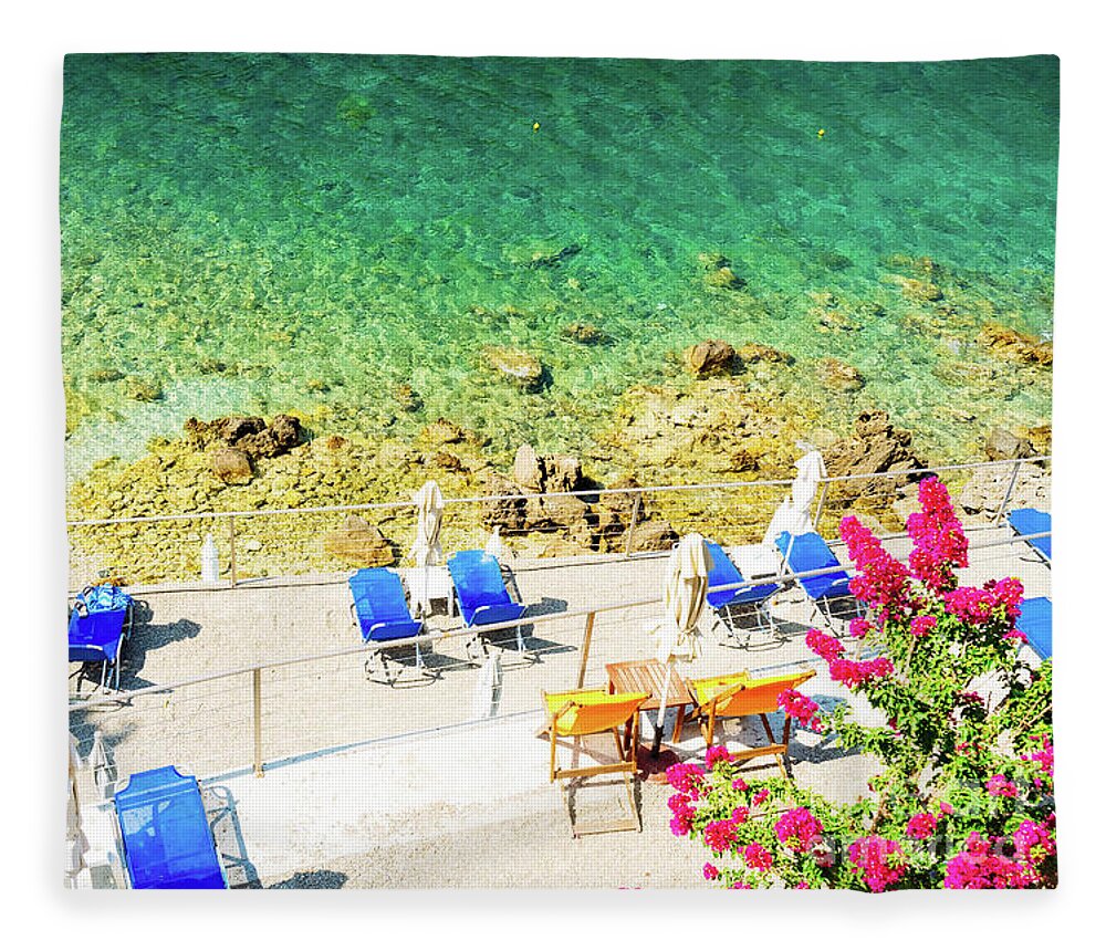 Korfu Fleece Blanket featuring the photograph Paleokastritsa beach on Korfu by Anastasy Yarmolovich