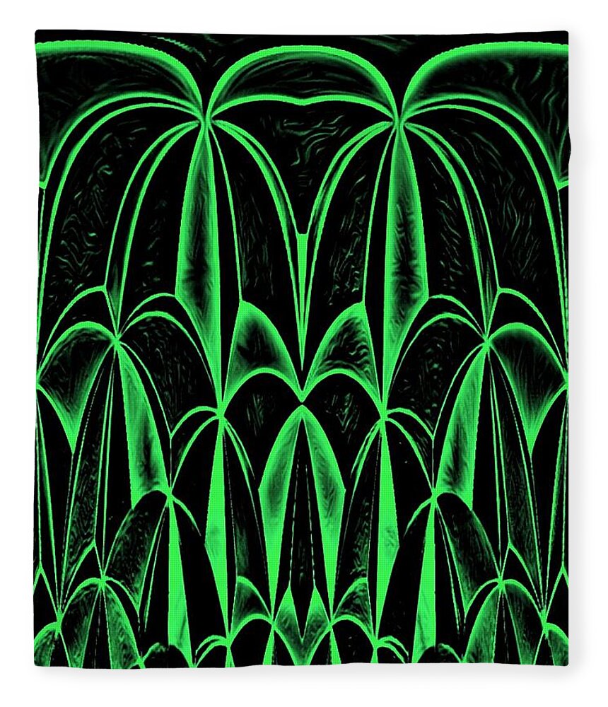Digital Fleece Blanket featuring the digital art Palm Tree Green by Ronald Mills