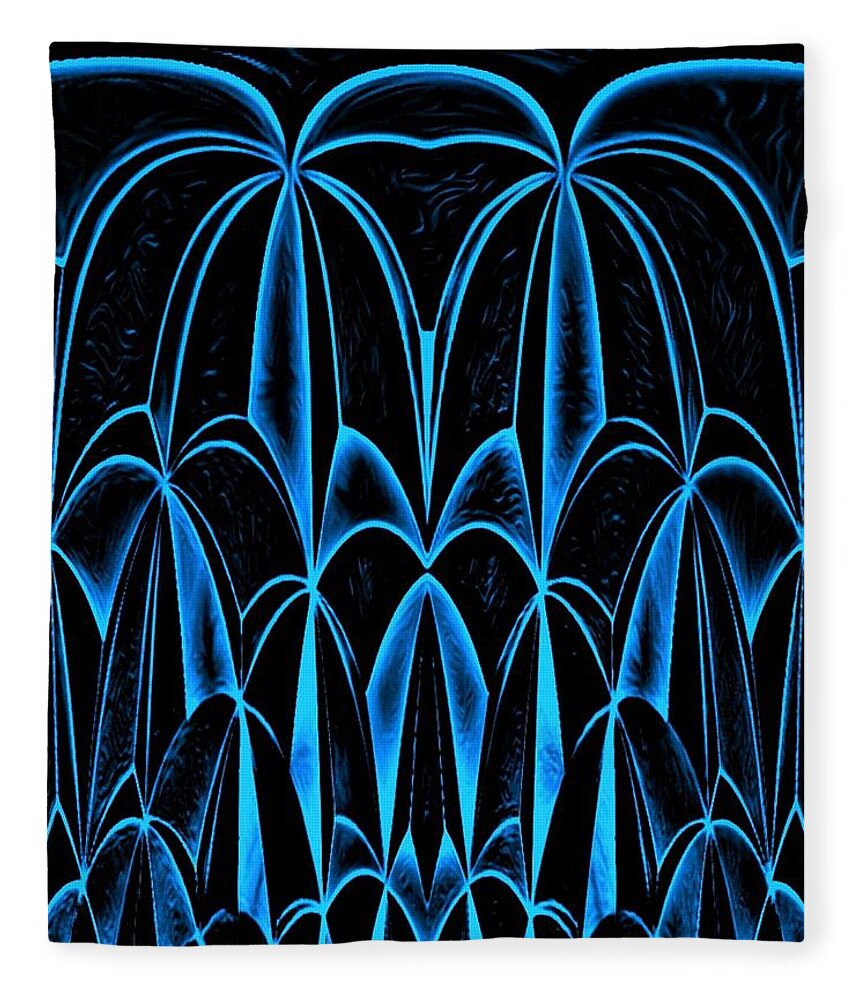 Digital Fleece Blanket featuring the digital art Palm Trees Blue by Ronald Mills