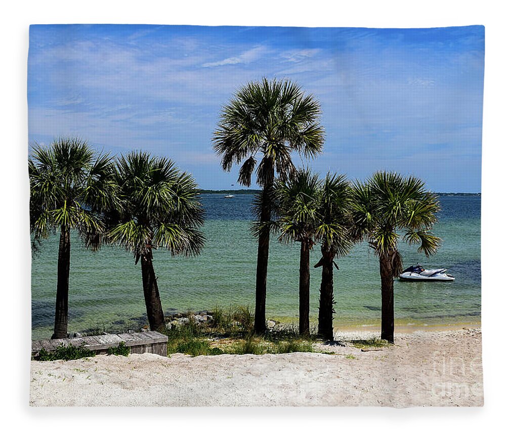 Palm Fleece Blanket featuring the photograph Palm Trees on Pensacola Beach by Beachtown Views
