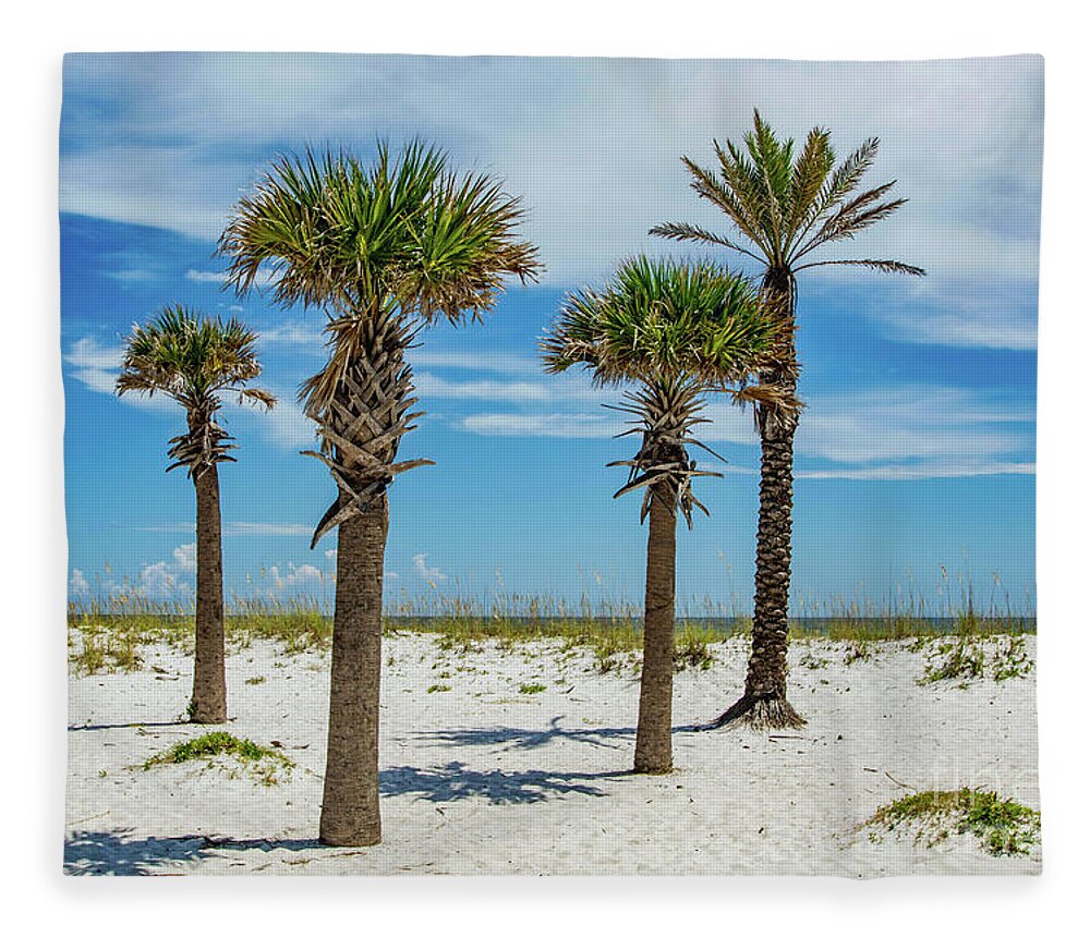 Island Fleece Blanket featuring the photograph Palm Trees on the Beach by Beachtown Views