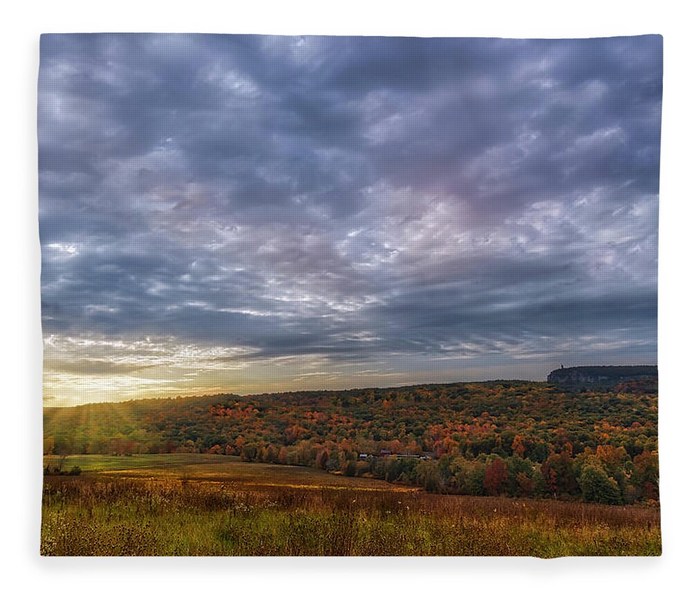 Hudson Valley Fleece Blanket featuring the photograph Paltz Point Mohonk Tower by Susan Candelario