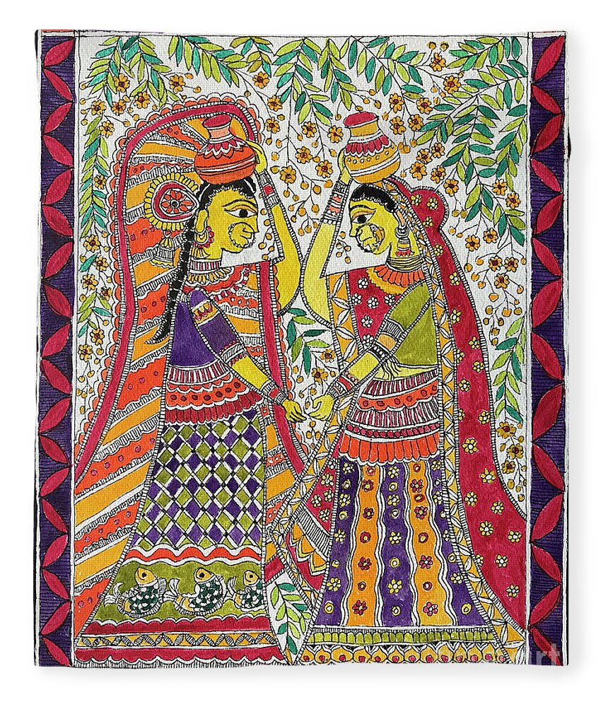  Fleece Blanket featuring the painting Panihari by Jyotika Shroff