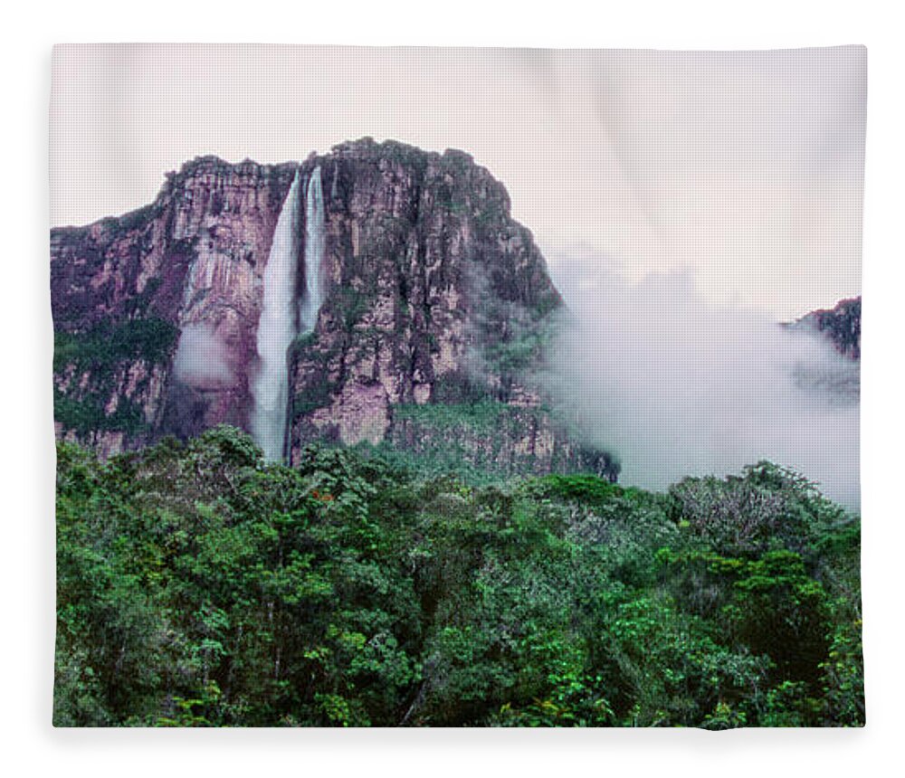 Dave Welling Fleece Blanket featuring the photograph Panorama Angel Falls Canaima Np Venezuela by Dave Welling