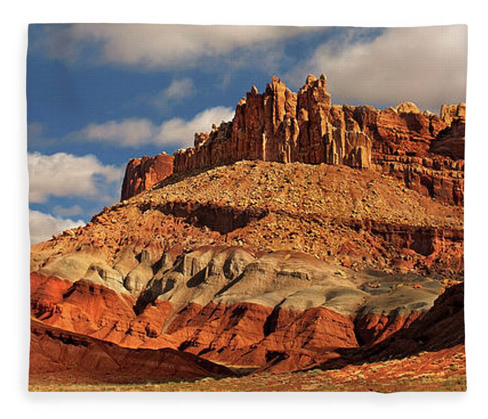 Dave Welling Fleece Blanket featuring the photograph Panoramic The Castle Formation Capitol Reef National Park by Dave Welling