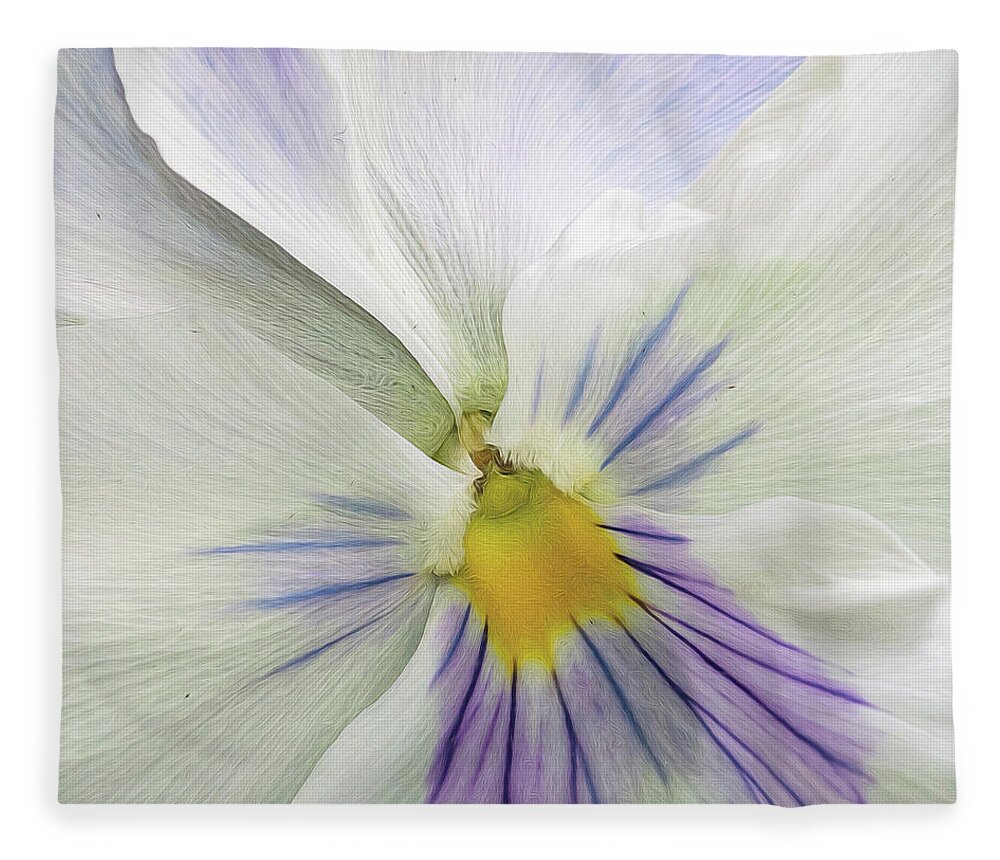 Flower Fleece Blanket featuring the photograph Pansy Macro by Cathy Kovarik