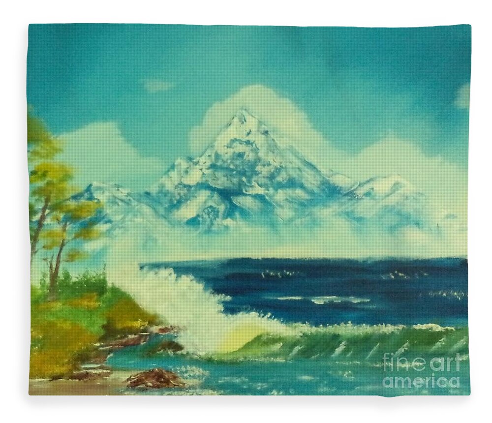 Seascape Fleece Blanket featuring the painting Paradise Painting # 356 by Donald Northup