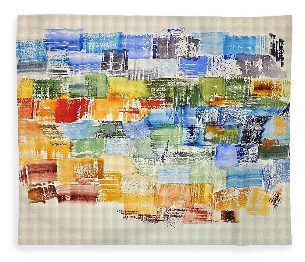 Watercolor Fleece Blanket featuring the painting Paraiso del Pacifico by John Klobucher